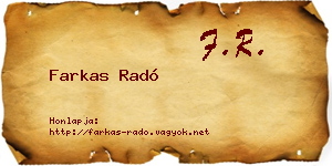 Farkas Radó névjegykártya